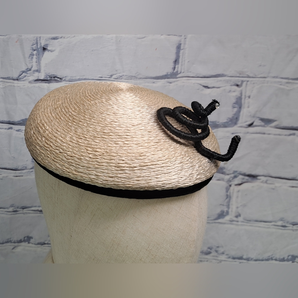 Cedar Crest Original Women's Vintage 60s 50s Hat Straw Beret Oval Size 7 - Picture 3 of 15
